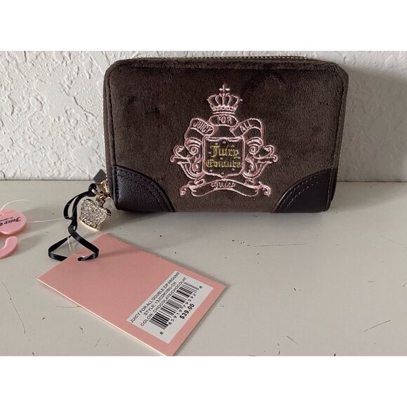 Juicy Couture Juicy For All Double Zip Around Wallet Chocolate Brown NEW - Picture 1 of 10